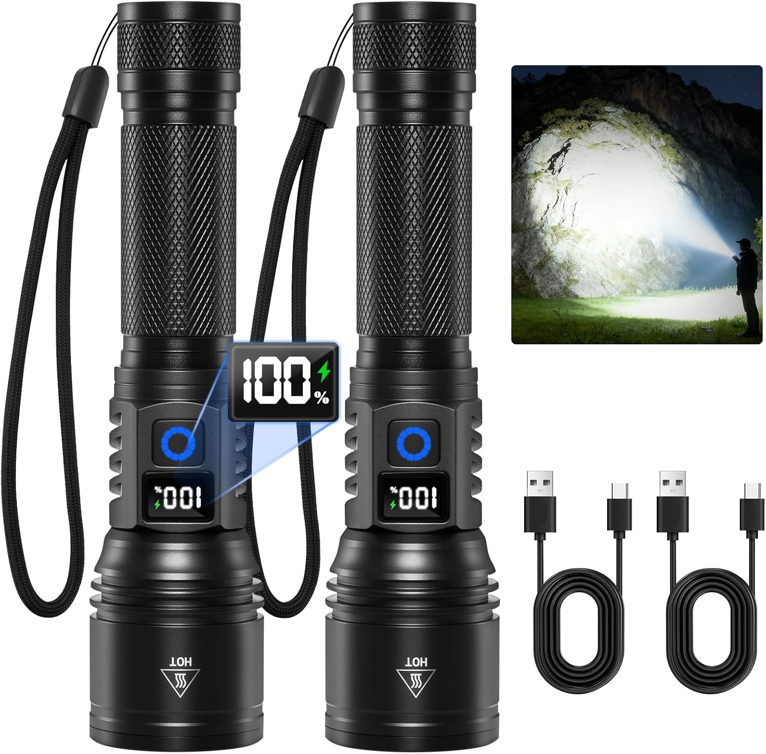 Rechargeable Flashlights High Lumens 2Pack, 5Modes Super Bri deal at Amazon