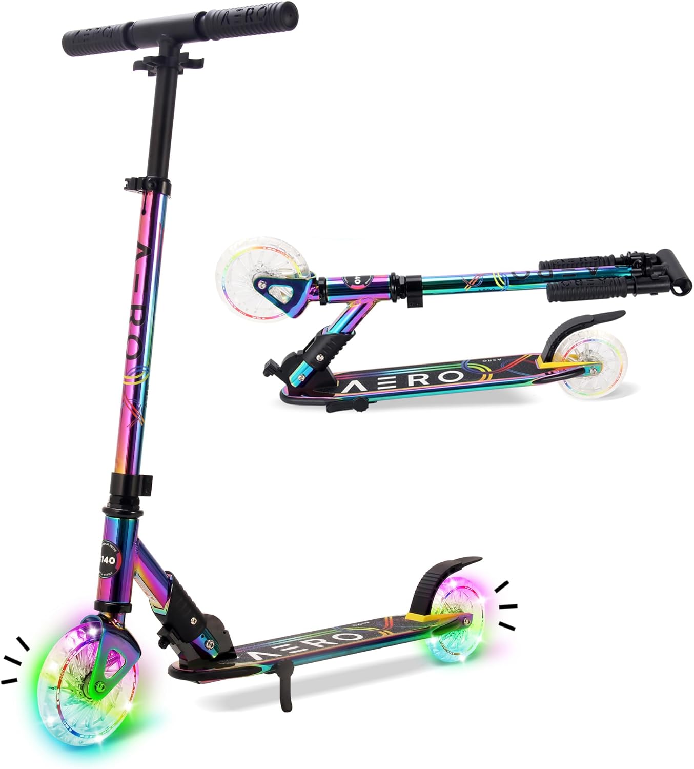 Aero Scooter for Kids 6-10 | Metallic Chrome Finish & LED Li deal at Amazon