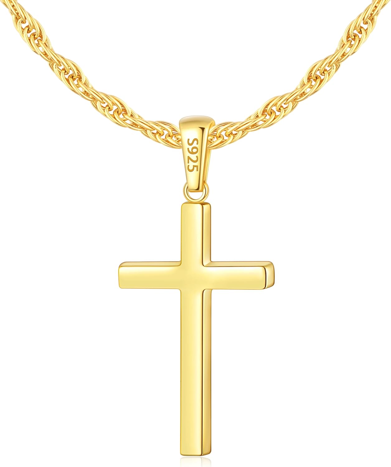Eterjew 18k Gold Plated Cross Chain for Men, Gold Cross Pend deal at Amazon