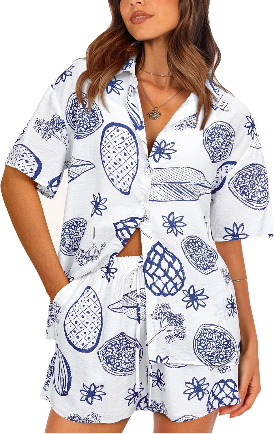 PRETTYGARDEN Women Summer 2 Piece Beach Outfits Printed Shor deal at Amazon