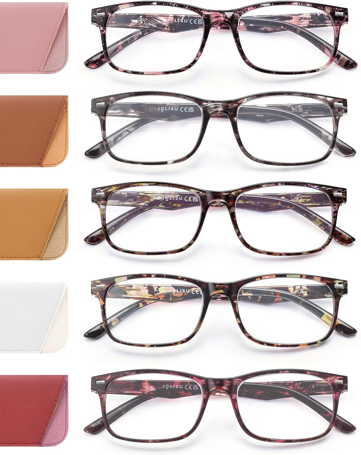 JOLISU 5 Pack Reading Glasses For Women,Spring Hinges, Sturd deal at Amazon