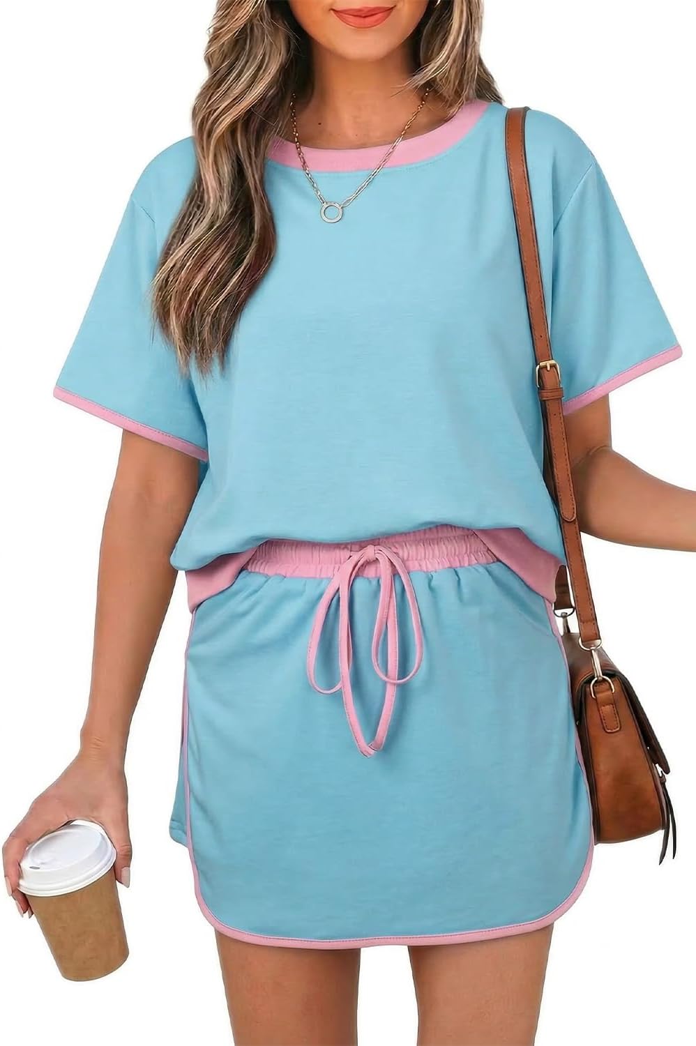 Opemiby Fashion Summer Two Piece Set Crewneck Tshirt and Sho deal at Amazon