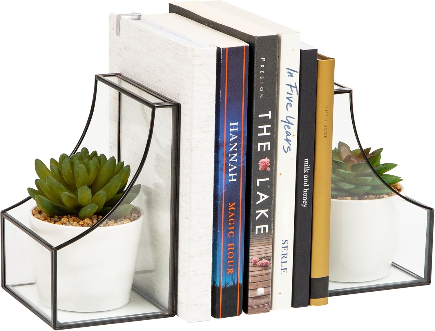 Mind Reader Terrarium Bookends, Decorative Book Holders with deal at Amazon