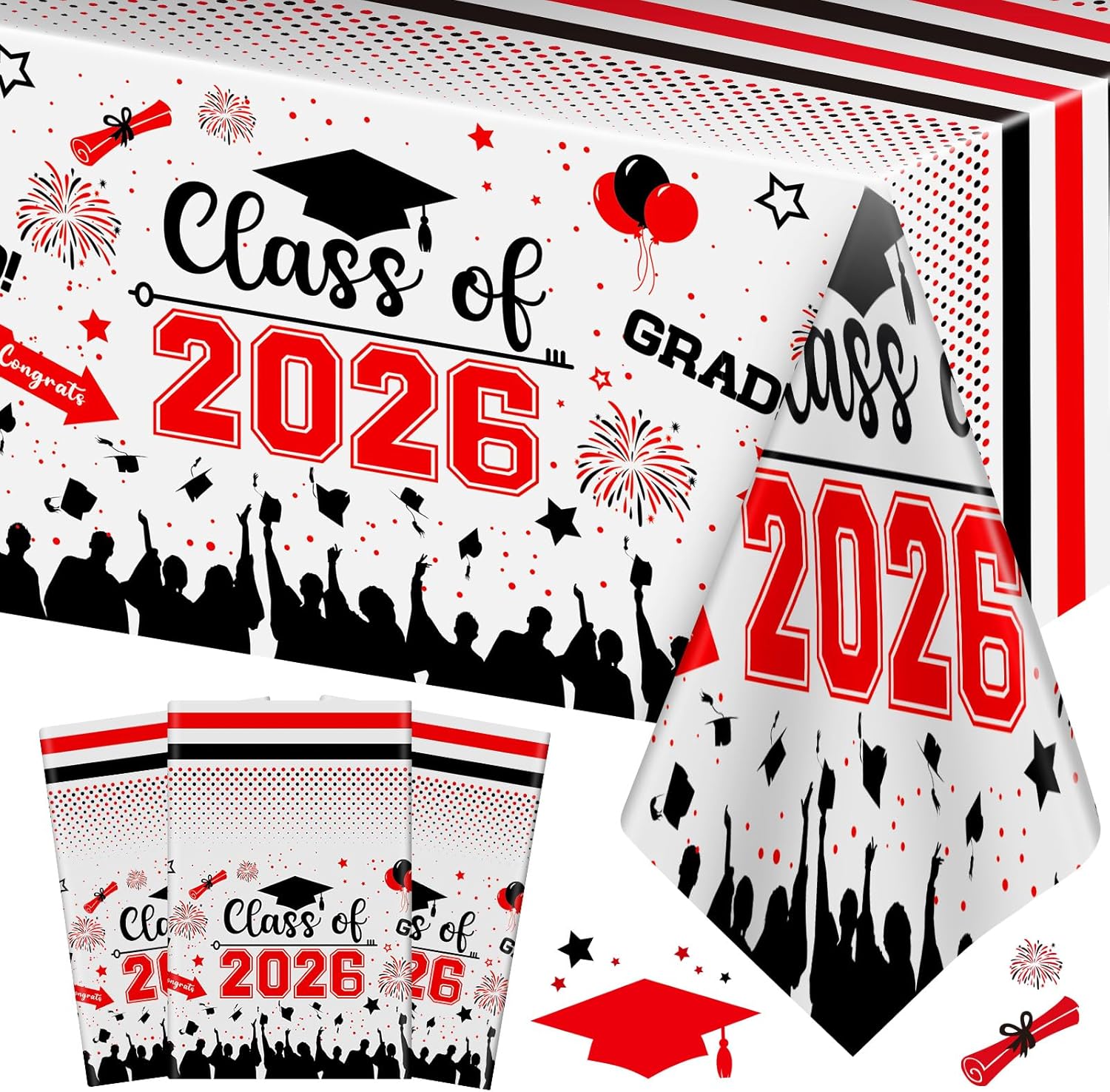 Graduation Decorations Class of 2026 Tablecloth - 3 Pcs Plas deal at Amazon