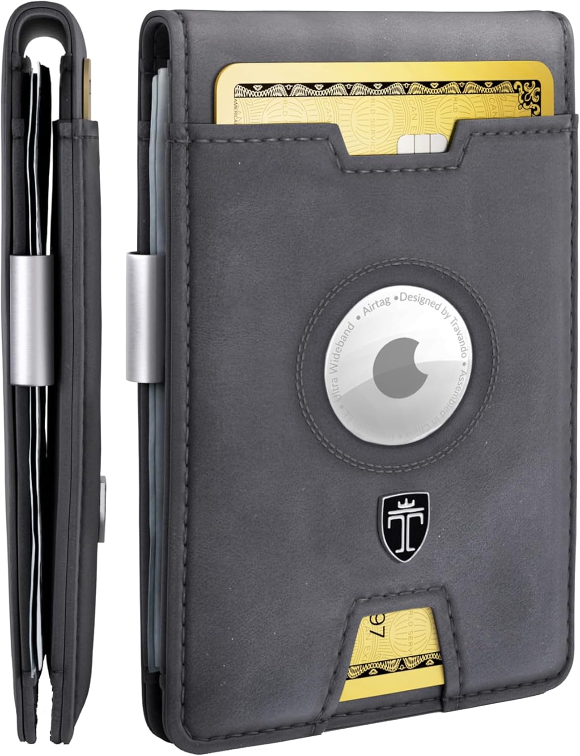 TRAVANDO AirTag* Wallet Mens Wallet with Money Clip Air Tag  deal at Amazon