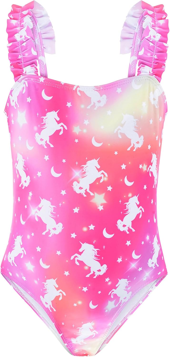 Girls One Piece Swimsuits Ruffle Unicorn Toddler Bathing Sui deal at Amazon