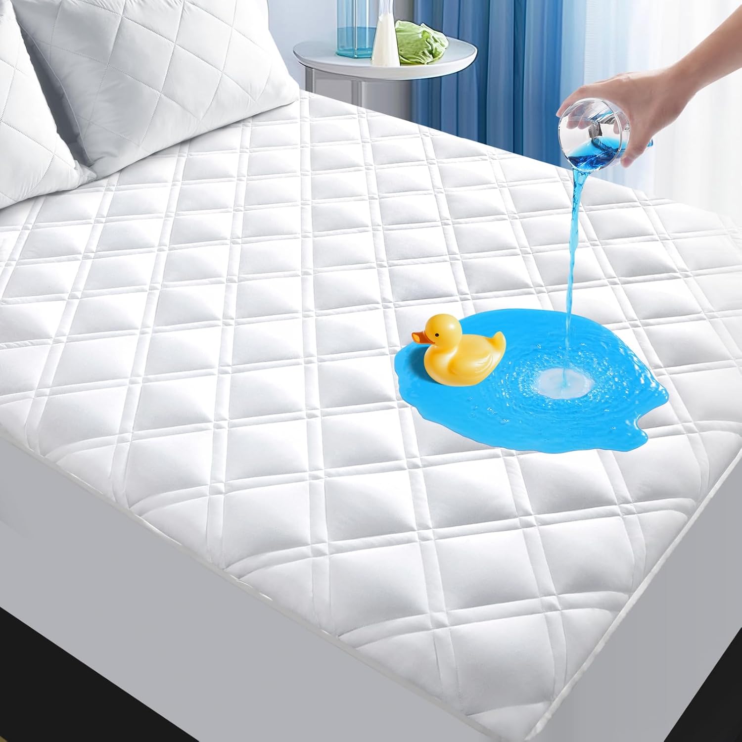 MEELUS Padded Queen Mattress Protector, Breathable Waterproo deal at Amazon