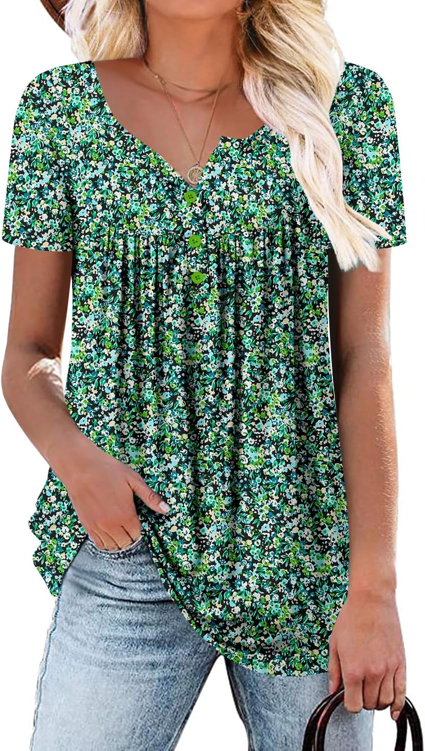 Mystry Zone Summer Blouses for women Short Sleeve Shirts Gre deal at Amazon