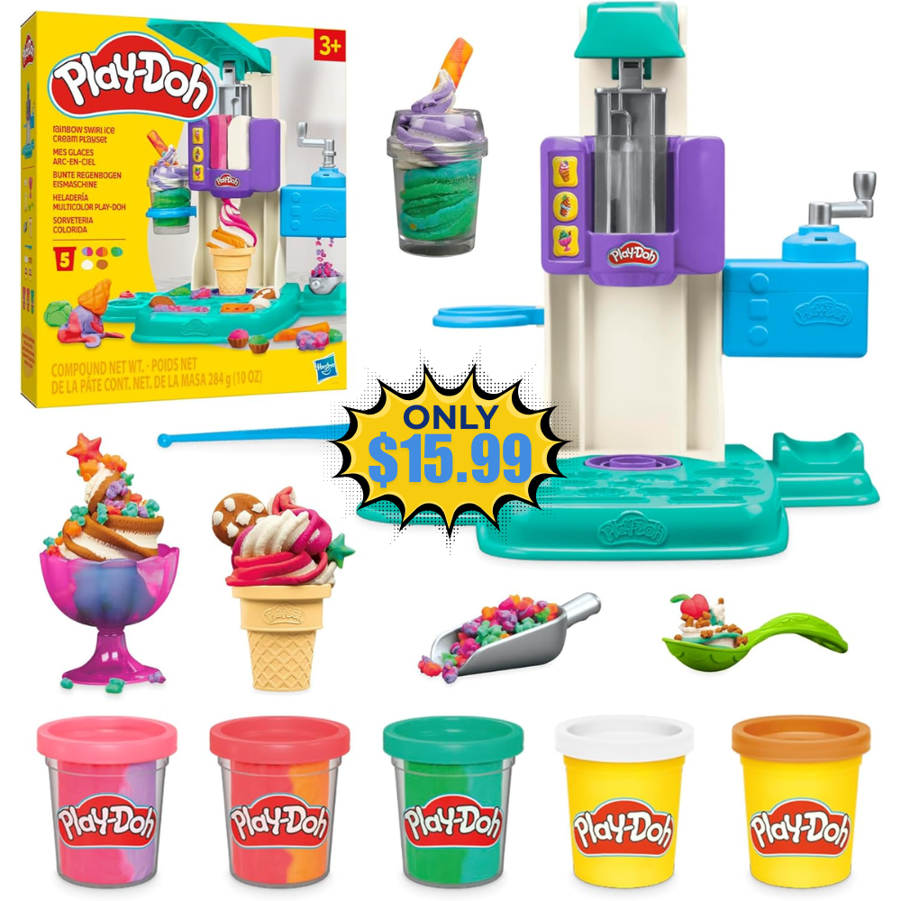 Play-Doh Rainbow Swirl Ice Cream Playset Deal: Save 36%