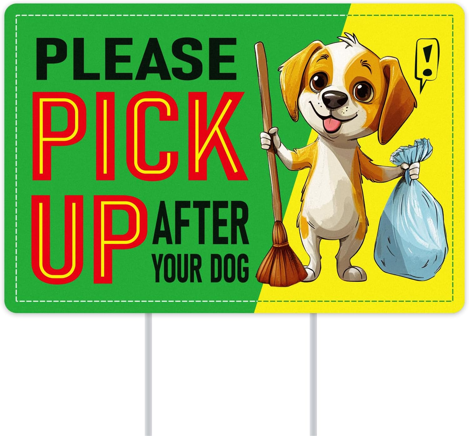 PETCEE Pick Up After Your Dog Signs with Stakes 12"x 8" Doub deal at Amazon
