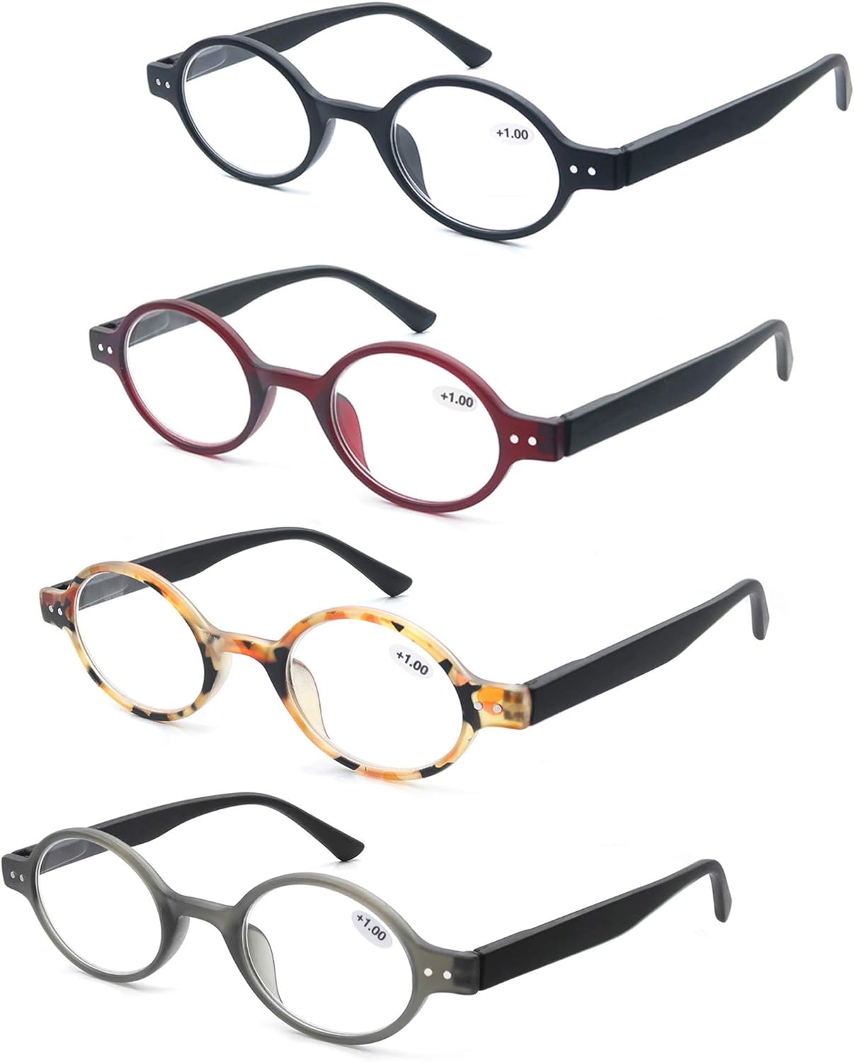 MODFANS 4 Pack Round 2.25 Reading Glasses Women Men,Retro Ma deal at Amazon