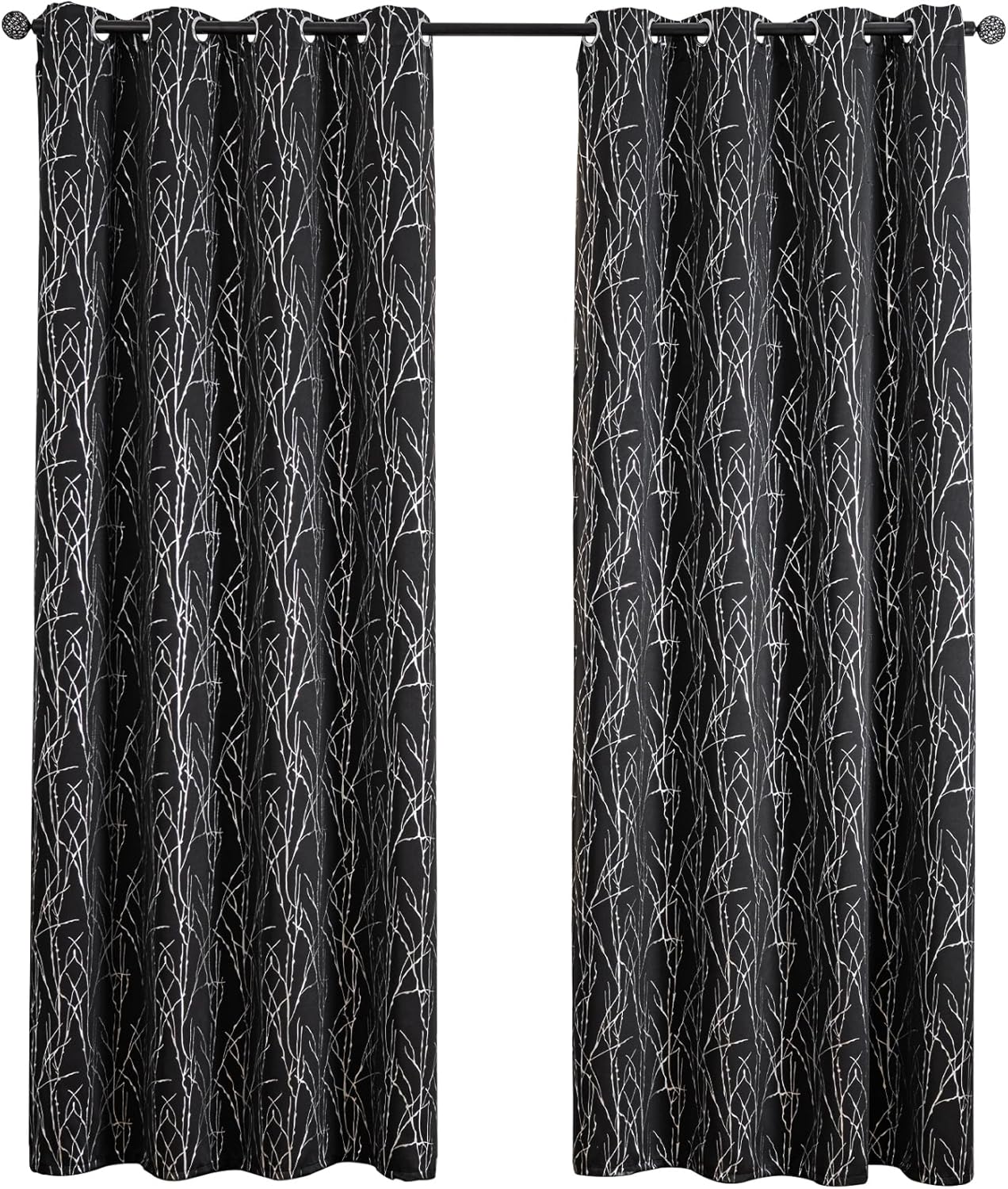 Rockala Grommets Blackout Long Window Curtains Black Silver- deal at Amazon