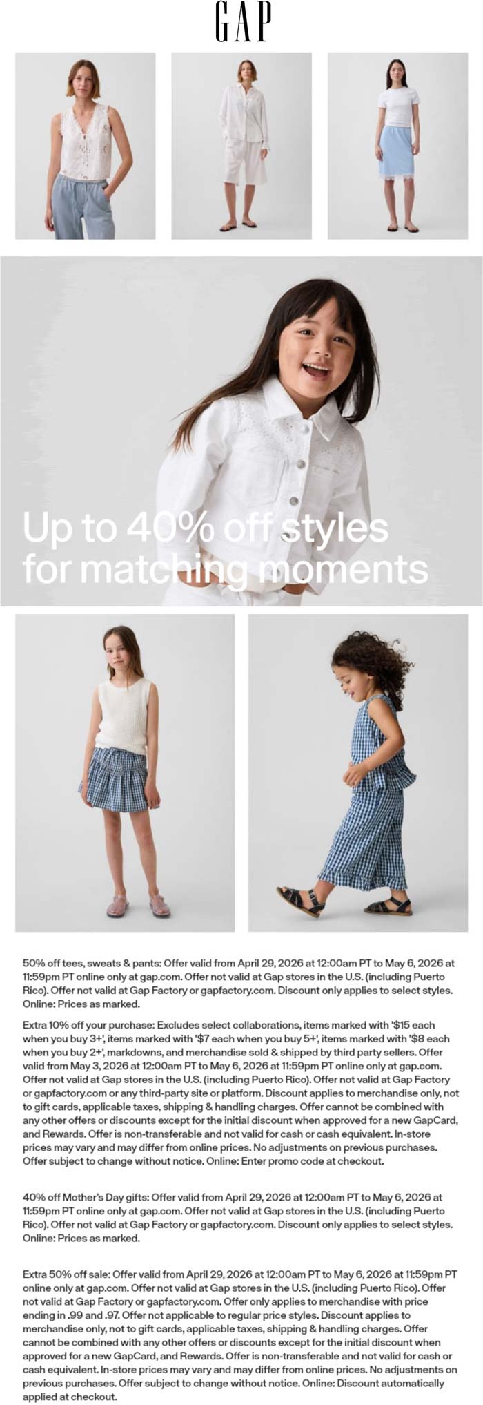 40-50% off today at Gap