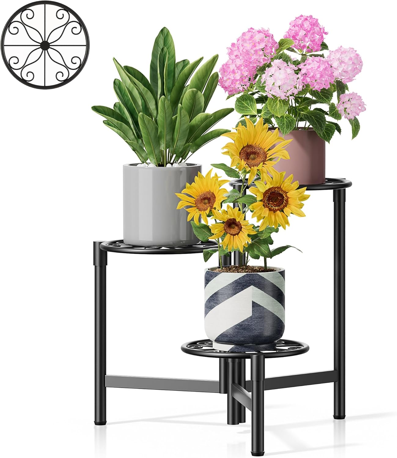 NQW Metal Plant Stand Outdoor Indoor, 3 Tier Foldable Corner deal at Amazon