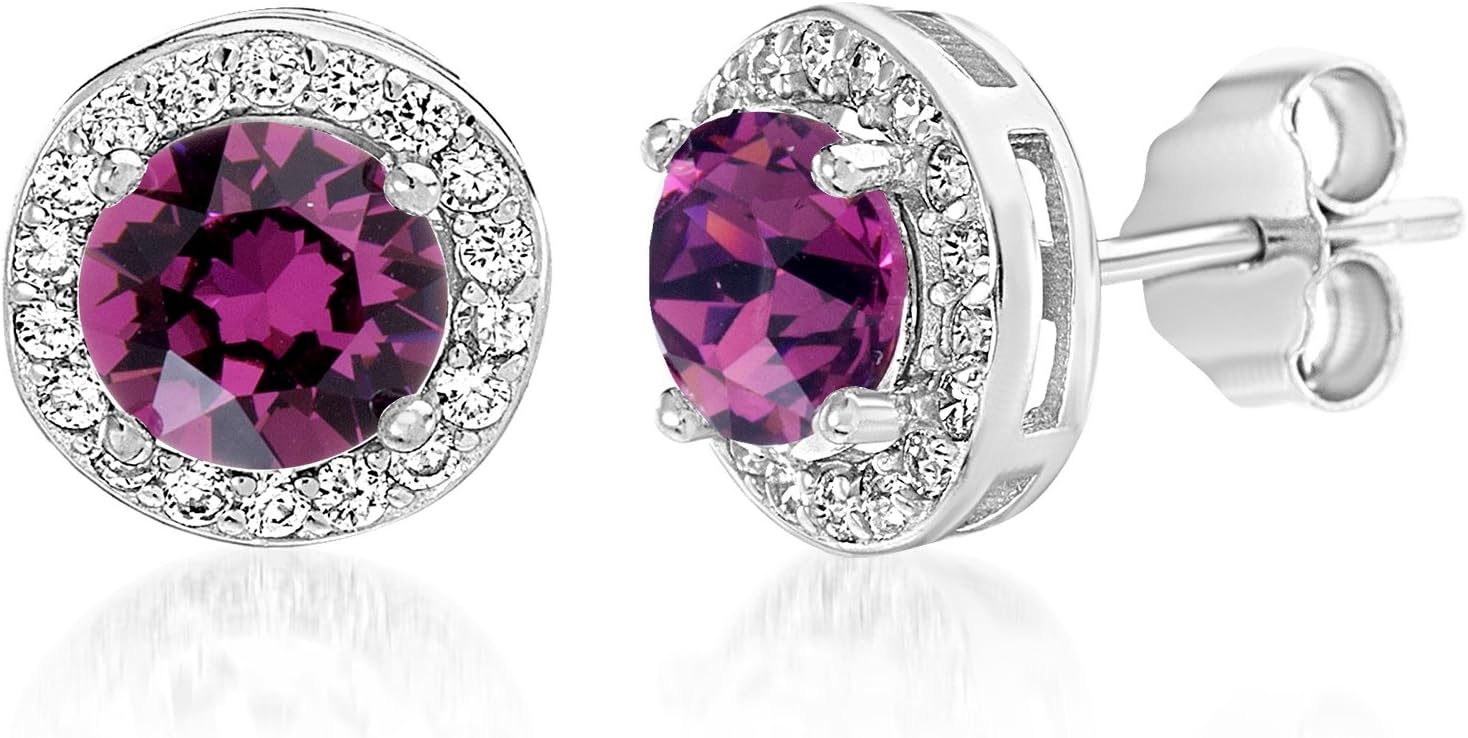 Devin Rose 925 Sterling Silver Round Halo Stud Earrings for deal at Amazon