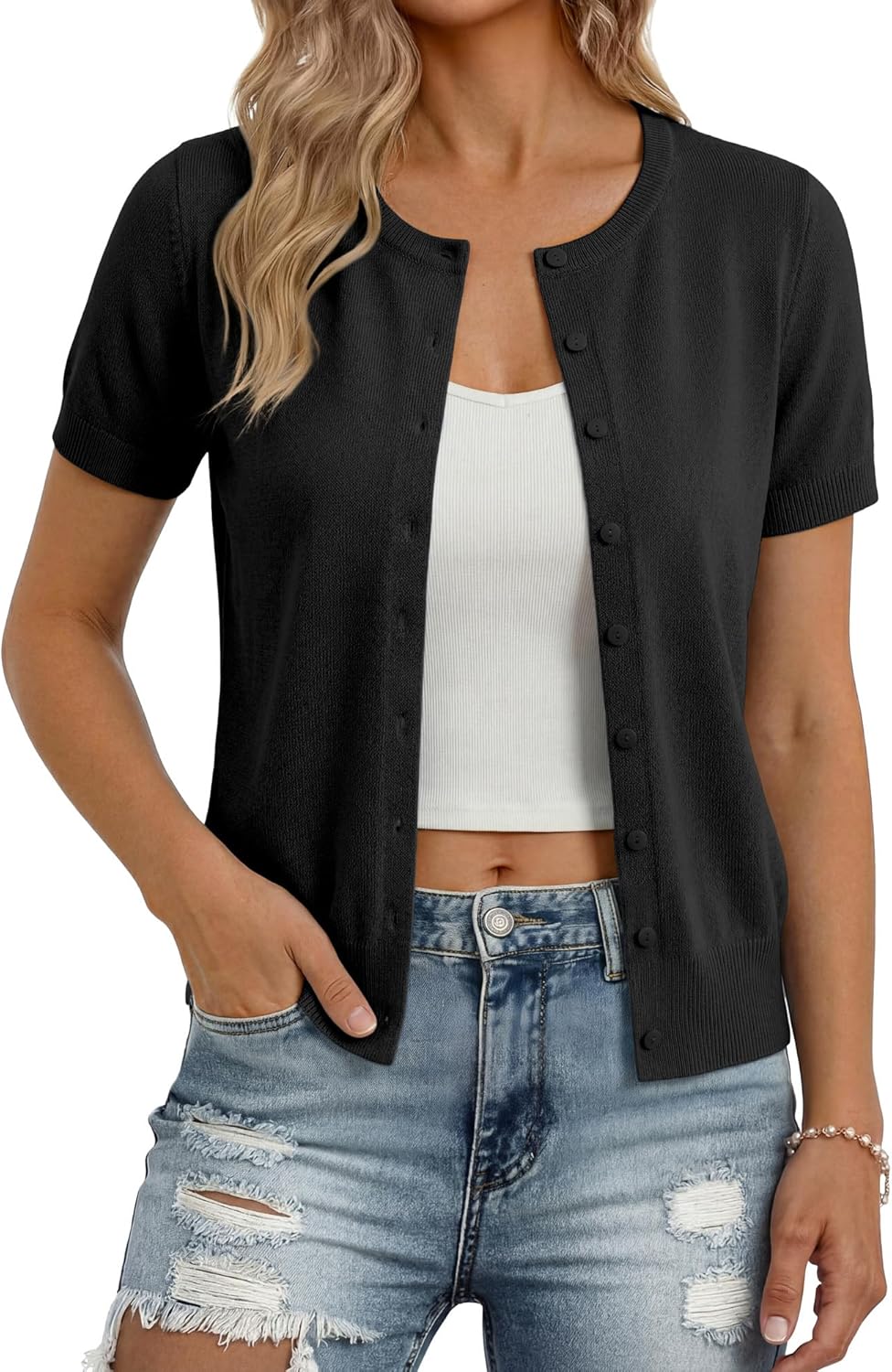 GRACE KARIN Short Sleeve Cardigan Sweaters for Women, Lightw deal at Amazon