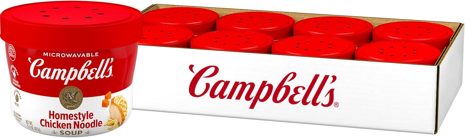 Campbell’s Homestyle Chicken Noodle Soup, 15.4 Oz Microwavable Bo