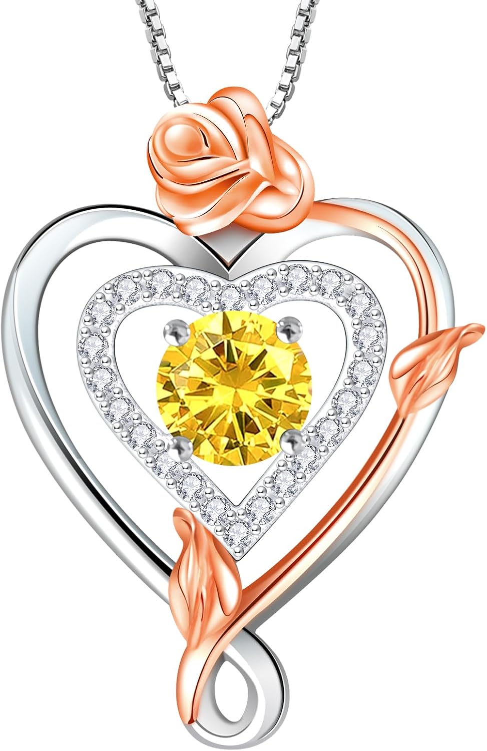 RIVIKO Infinity Heart Symbol Rose Nov Birthstone Necklace fo deal at Amazon