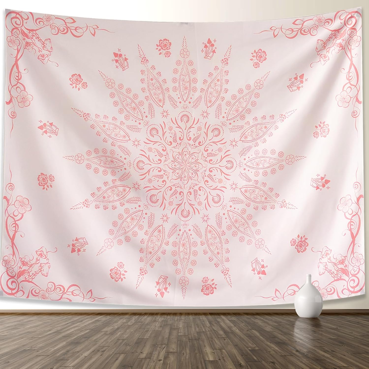 KJHL Floral Bohemian Tapestry Black and White Flower Aesthet deal at Amazon