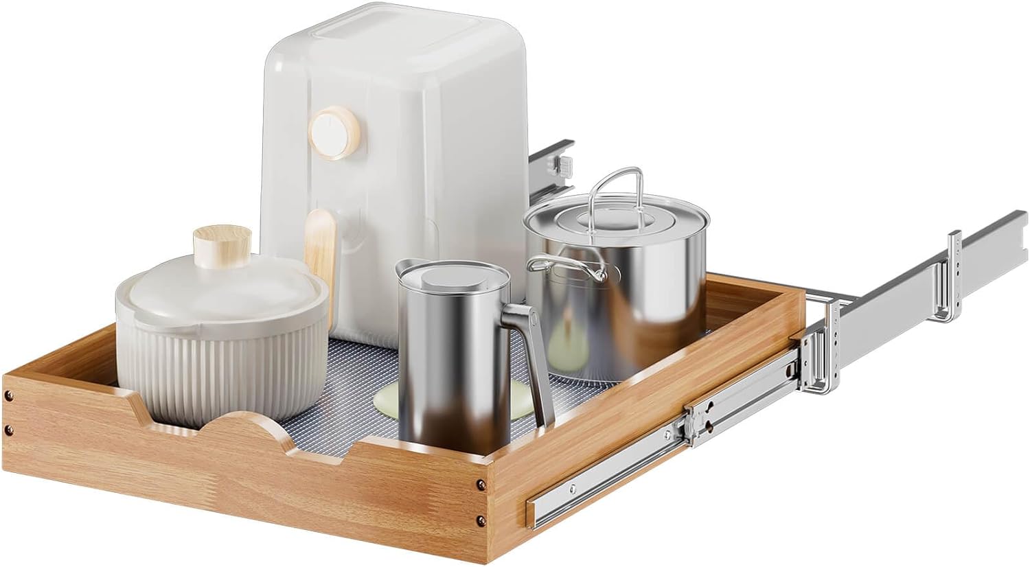 OCG Pull Out Cabinet Organizer 20"W x 21"D, Slide Out Wood D deal at Amazon