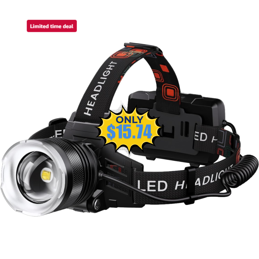 LED Headlamp Rechargeable 99000 High Lux Deal: Save 37%