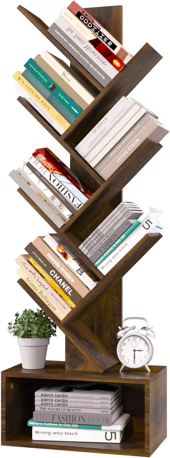 Yoobure Tree Bookshelf - 6 Shelf Retro Floor Standing Bookca deal at Amazon