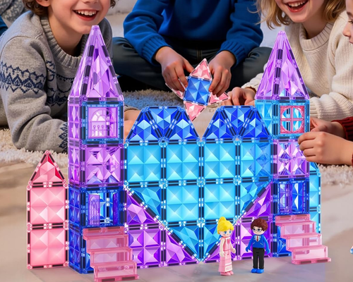Magnetic Tiles 102pcs Deal: 2 Stairs 2 Dolls Princess Castle