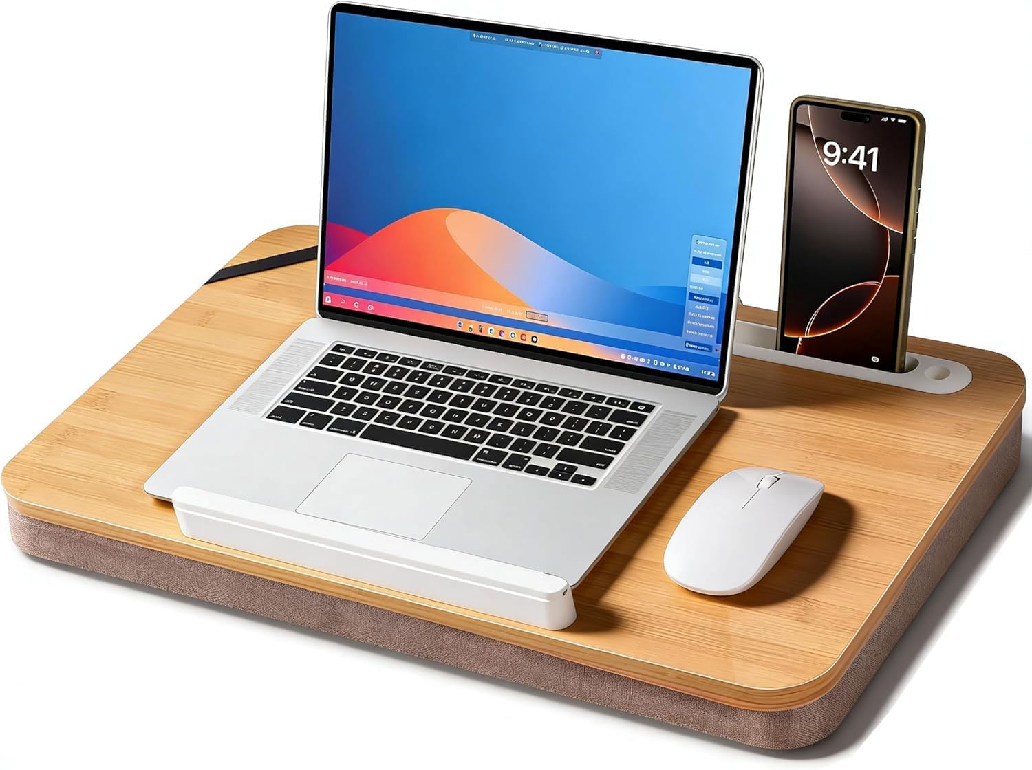 Wishacc Portable Bamboo Lap Desk Tray, Natural Wood, Large 2 deal at Amazon