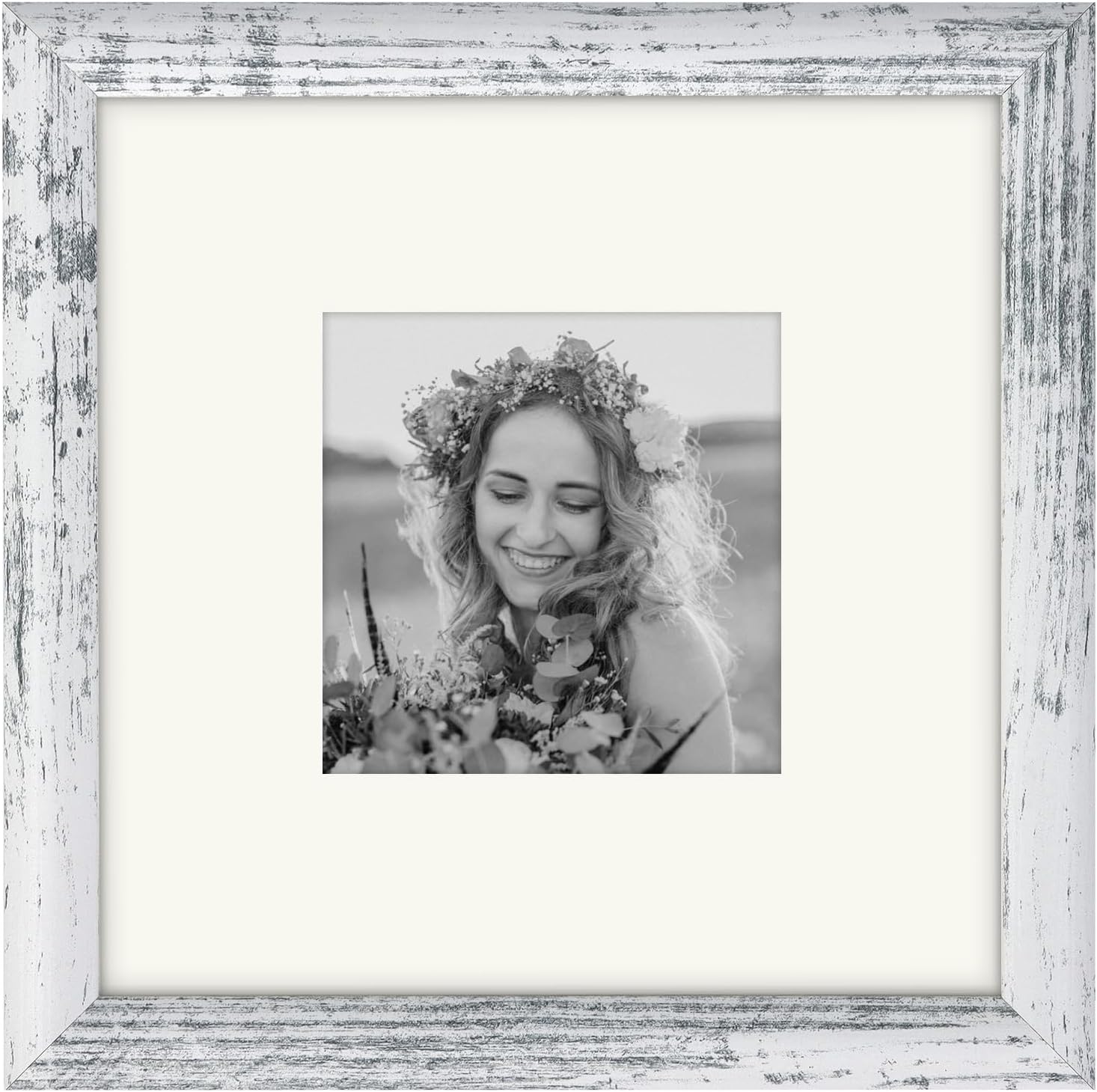 AEVETE Picture Frame 8x8 White Wash Photo Frames Rustic for  deal at Amazon