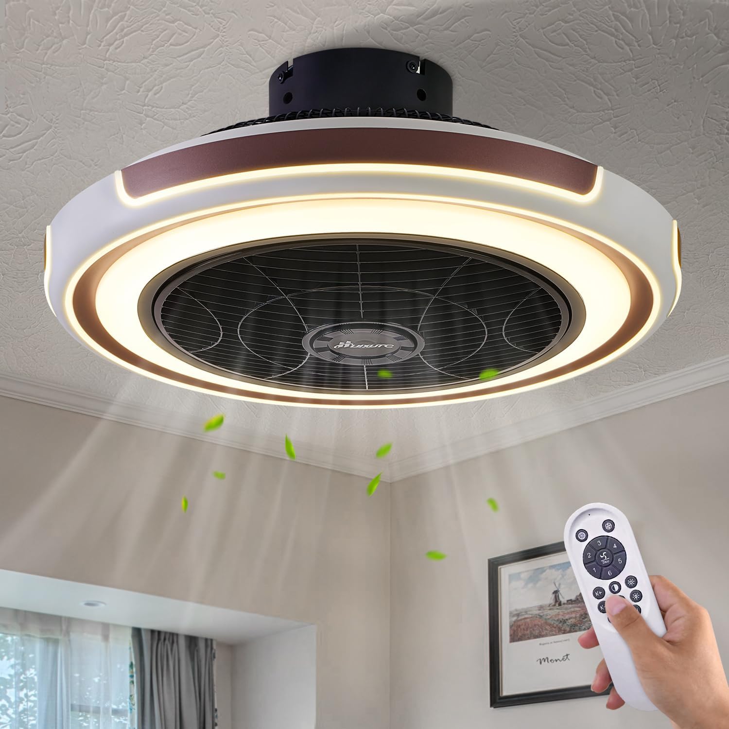 HuixuTe 21″ Modern Ceiling Fan with Light Remote Control, 3 Colors 6 Speeds for $71.99 (20% Off) at Amazon