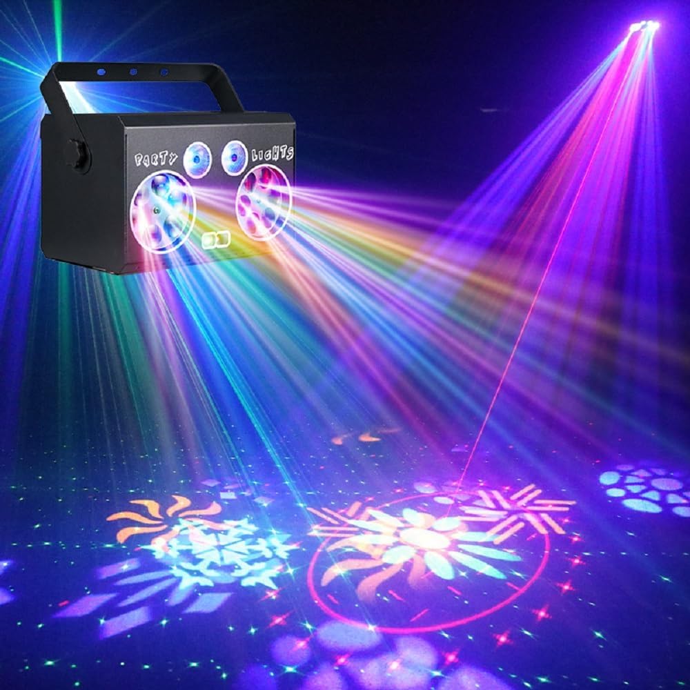 Party Lights DJ Disco Light DMX512 Voice-Controlled RGB Mult deal at Amazon