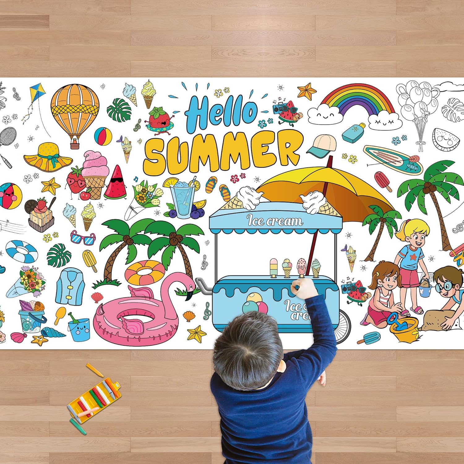 OHOME Summer Giant Coloring Poster/Tablecloth - Summer Decor deal at Amazon