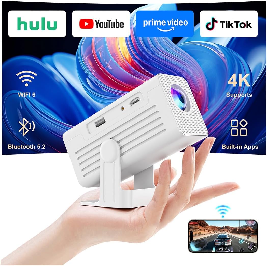 [Smart Projector with Apps] 4K Supported Mini Projector with deal at Amazon