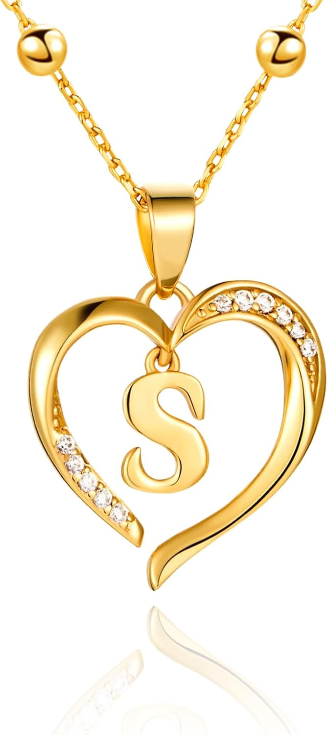 Cicy Bell Womens Heart Initial Necklace for Women 18k Gold P deal at Amazon