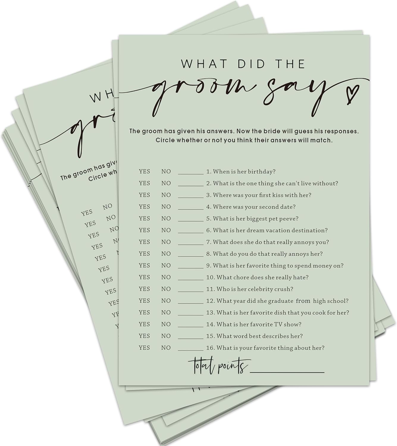 Bridal Shower Games, What Did the Groom Say, 25Pcs Minimalis deal at Amazon