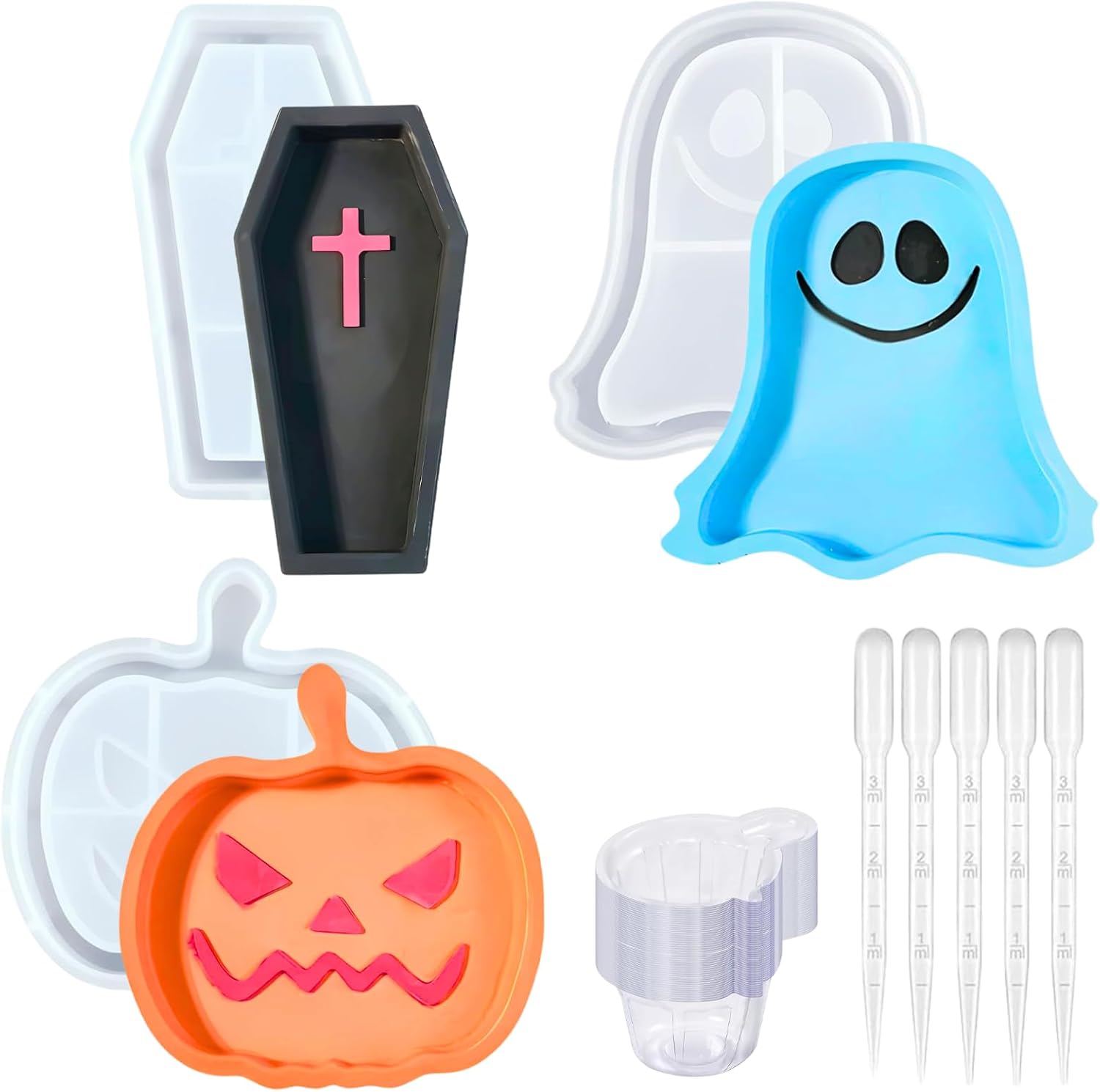 3PCS Halloween Resin Tray Molds Set for DIY Casting Craft, A deal at Amazon