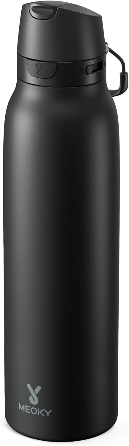 Meoky 24 oz Slim Insulated Water Bottle: Leak Proof Locking  deal at Amazon