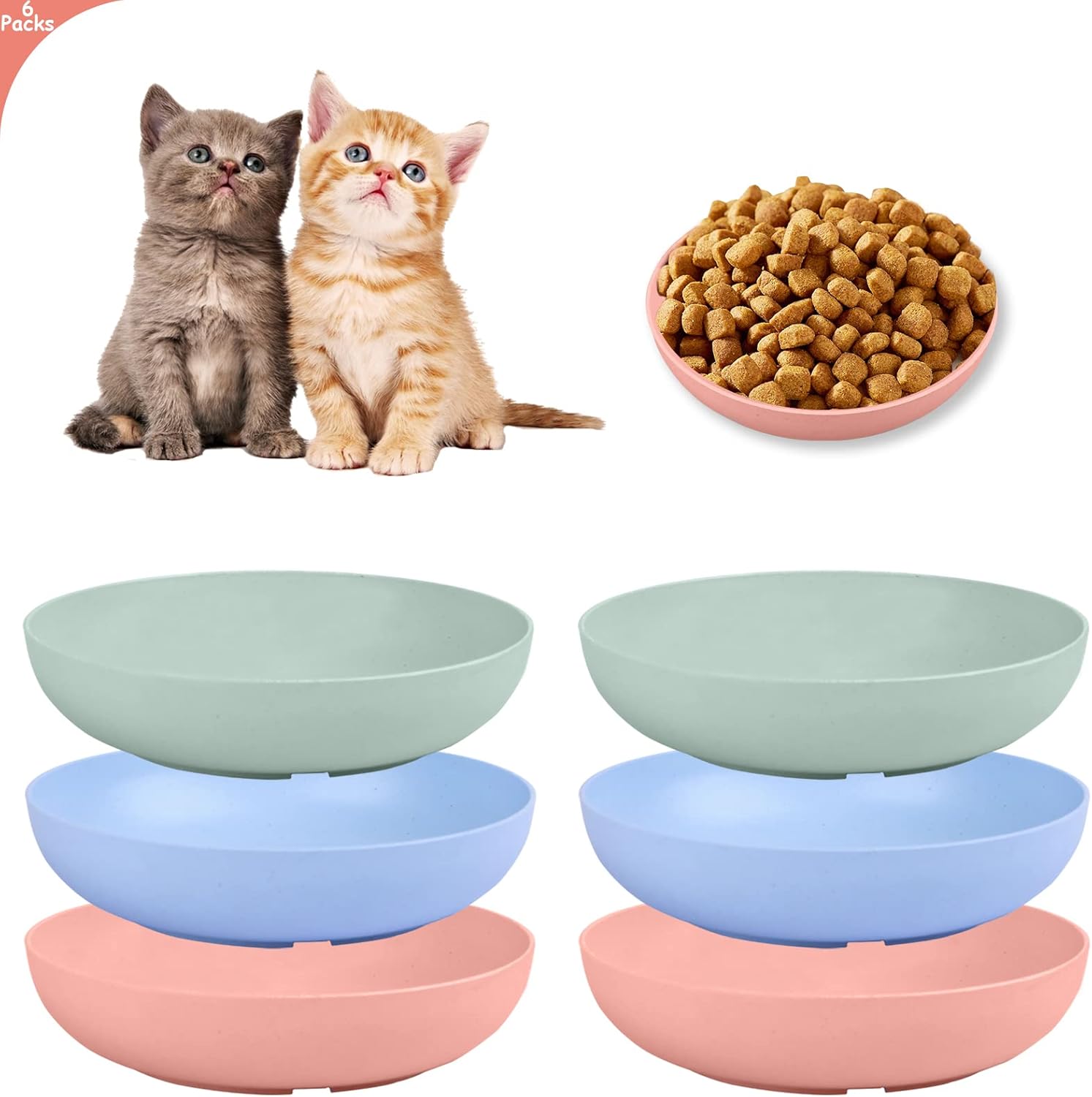 6-Pieces Whisker Fatigue Cat Bowl - 5.5 Inch Shallow Cat Foo deal at Amazon