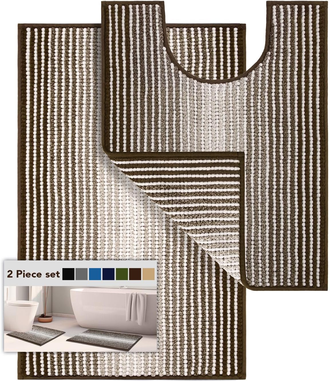 Bathroom Rugs Sets 2 Piece, Toilet Rugs U-Shaped, Contour Ba deal at Amazon
