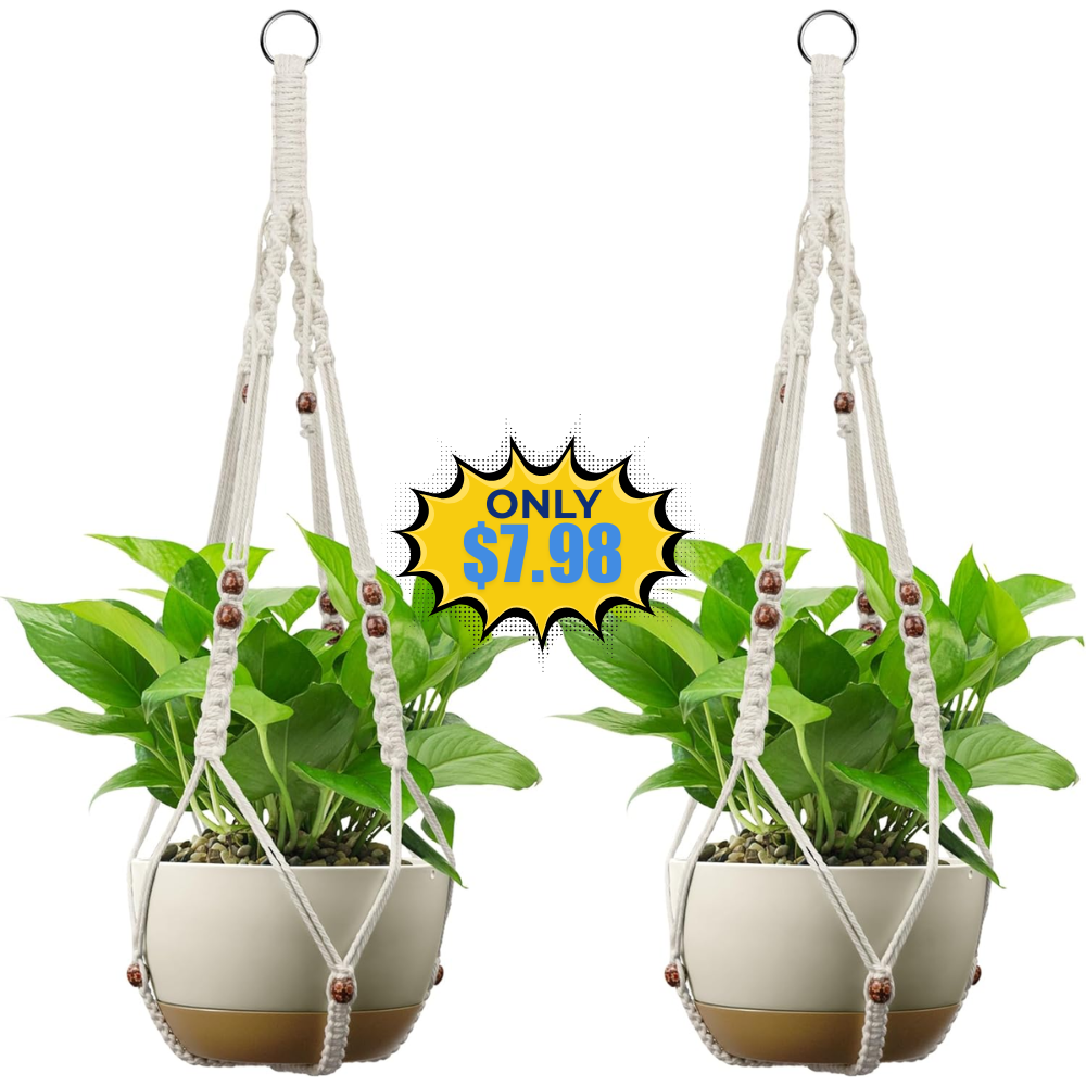 USLAI Macrame Plant Hanger Set of 2 Deal: Save with Promo Code