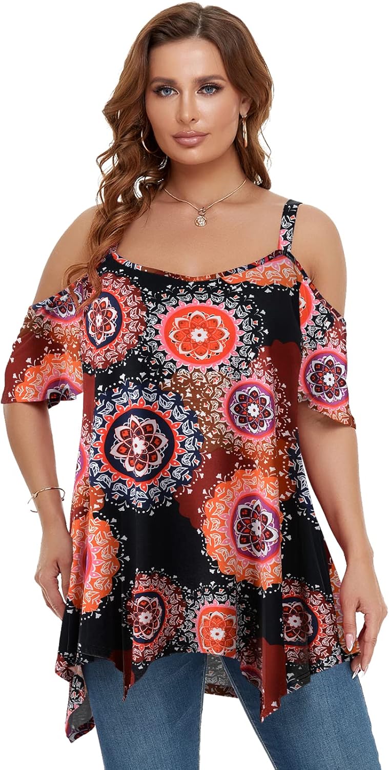 LARACE Cold Shoulder Tops for Womens Summer Clothes Boho Clo deal at Amazon