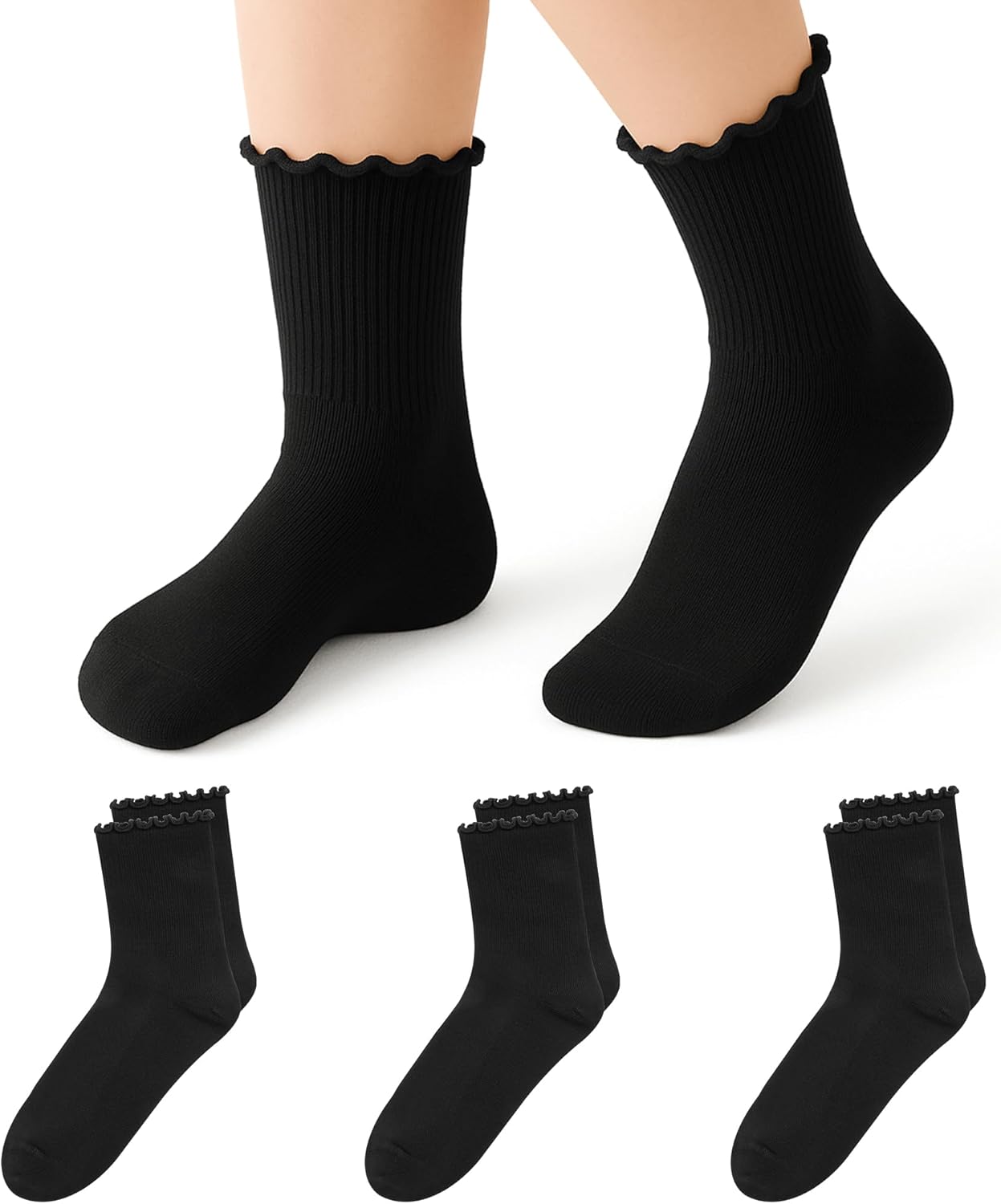 Stelle Girls Ruffle Socks Cotton School Uniform Dress Socks  deal at Amazon