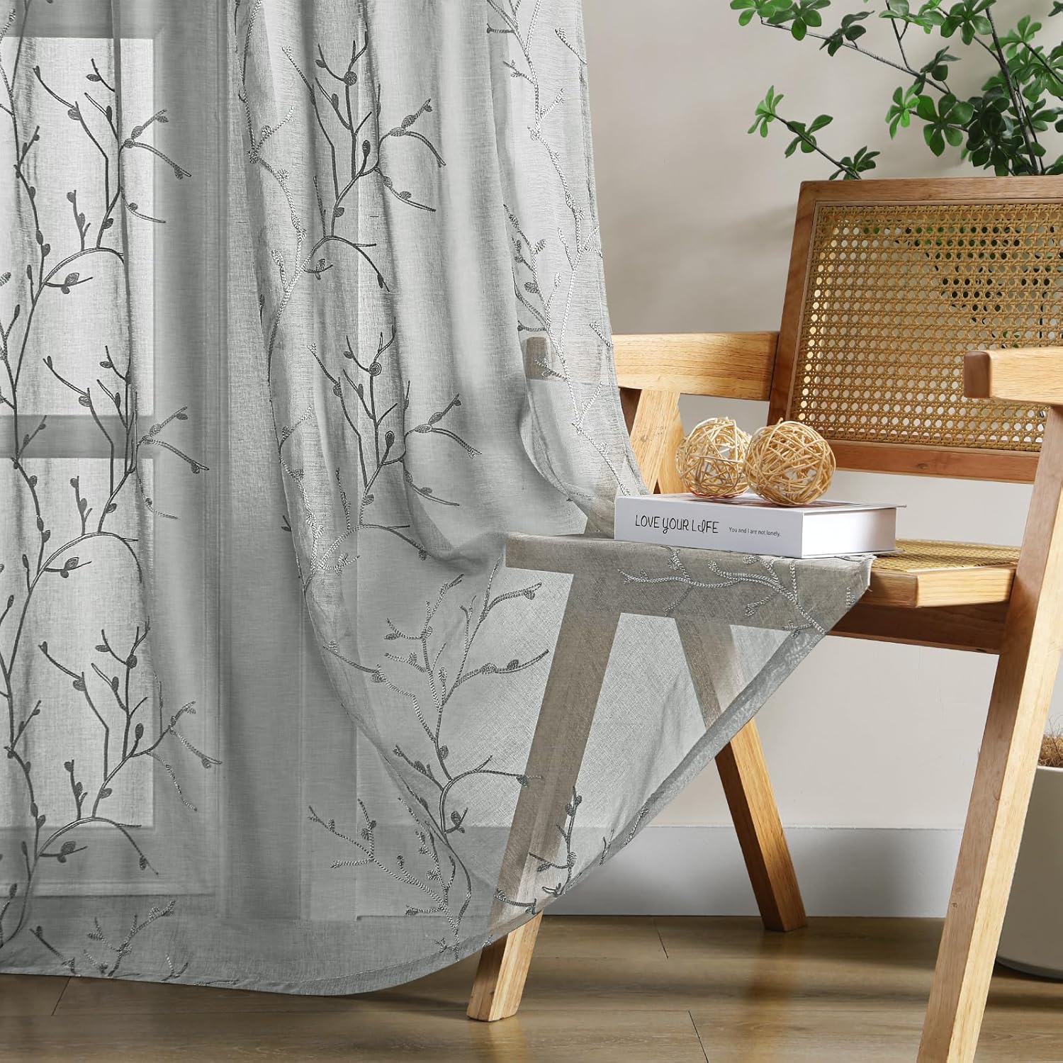 HOMEIDEAS Grey/Gray Sheer Curtains for Bedroom Living Room 5 deal at Amazon