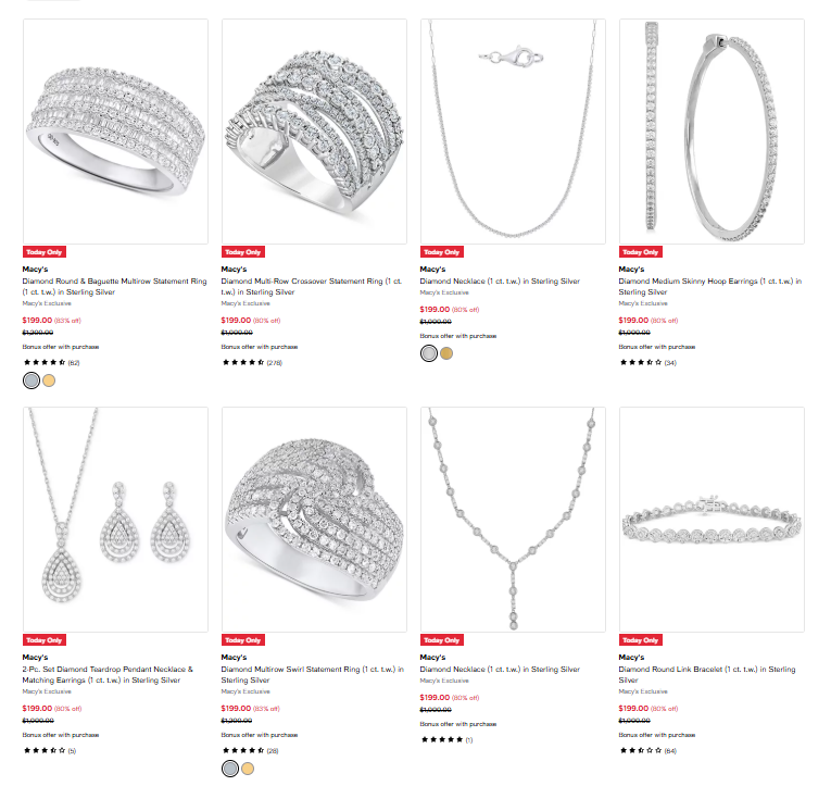 Macy’s Diamond Jewelry Sale: Up to 83% Off