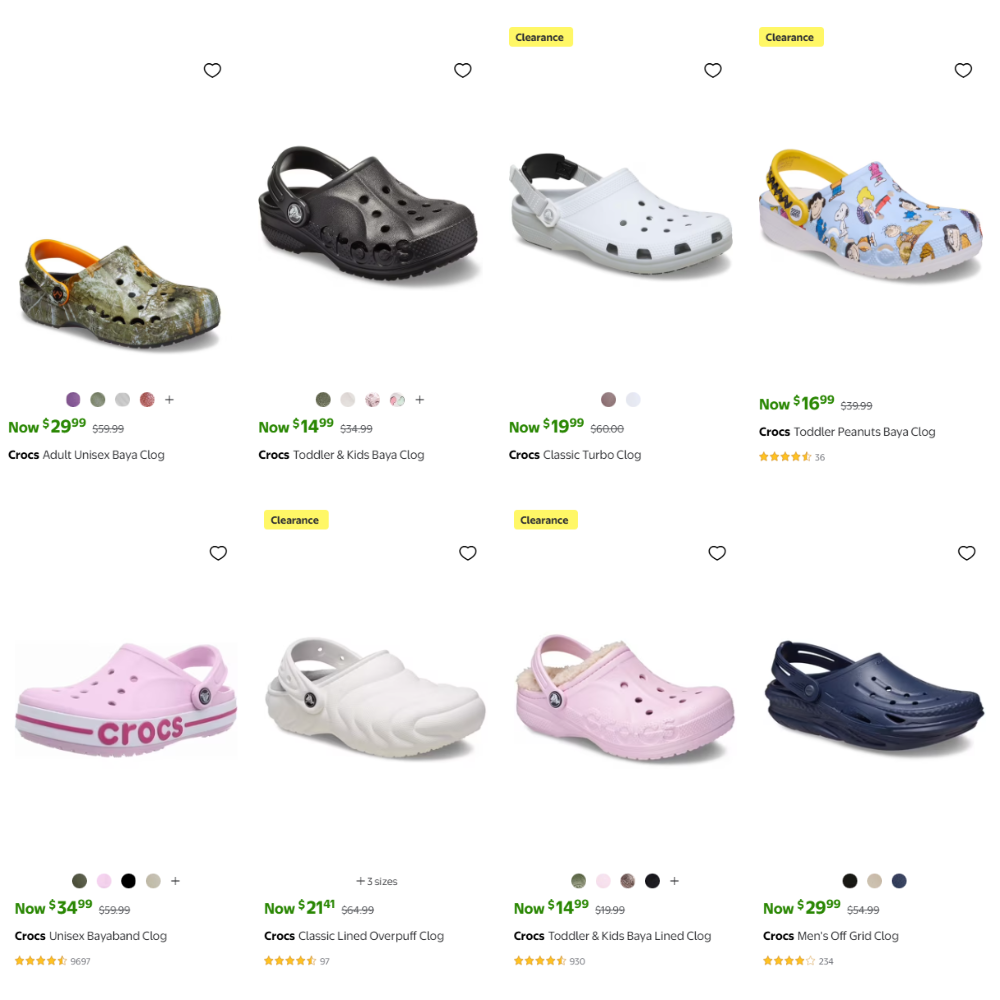 Crocs Clearance Sale from $14.99 at Walmart