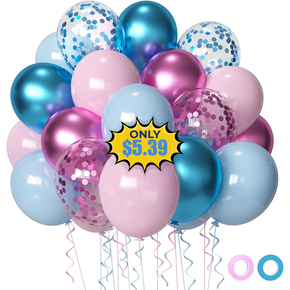 Pink and Blue Party Balloons 50 Pcs Deal: Save 40%