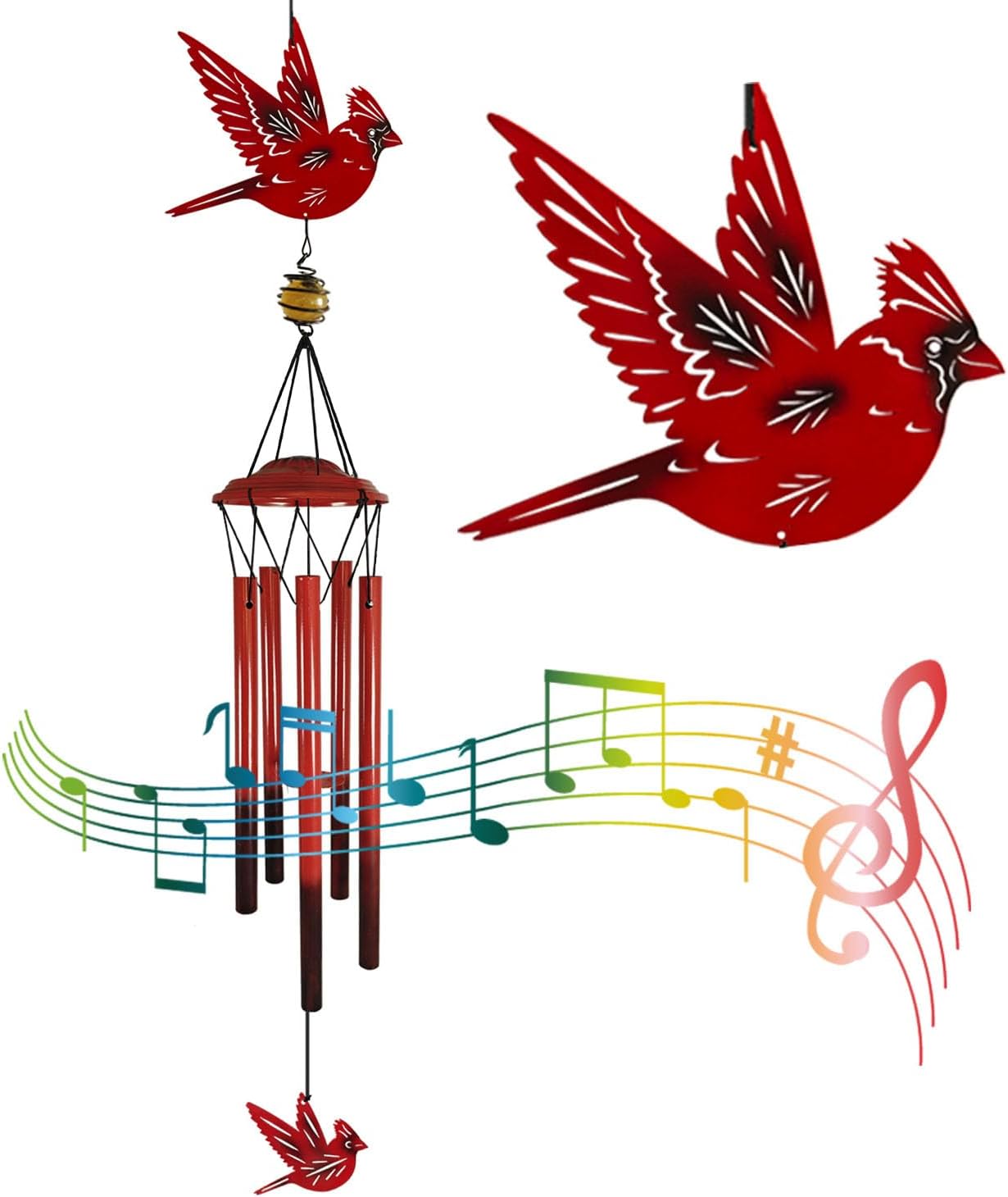 Cardinal Wind Chimes Outdoor Gift Metal Red Bird Wind Chimes deal at Amazon