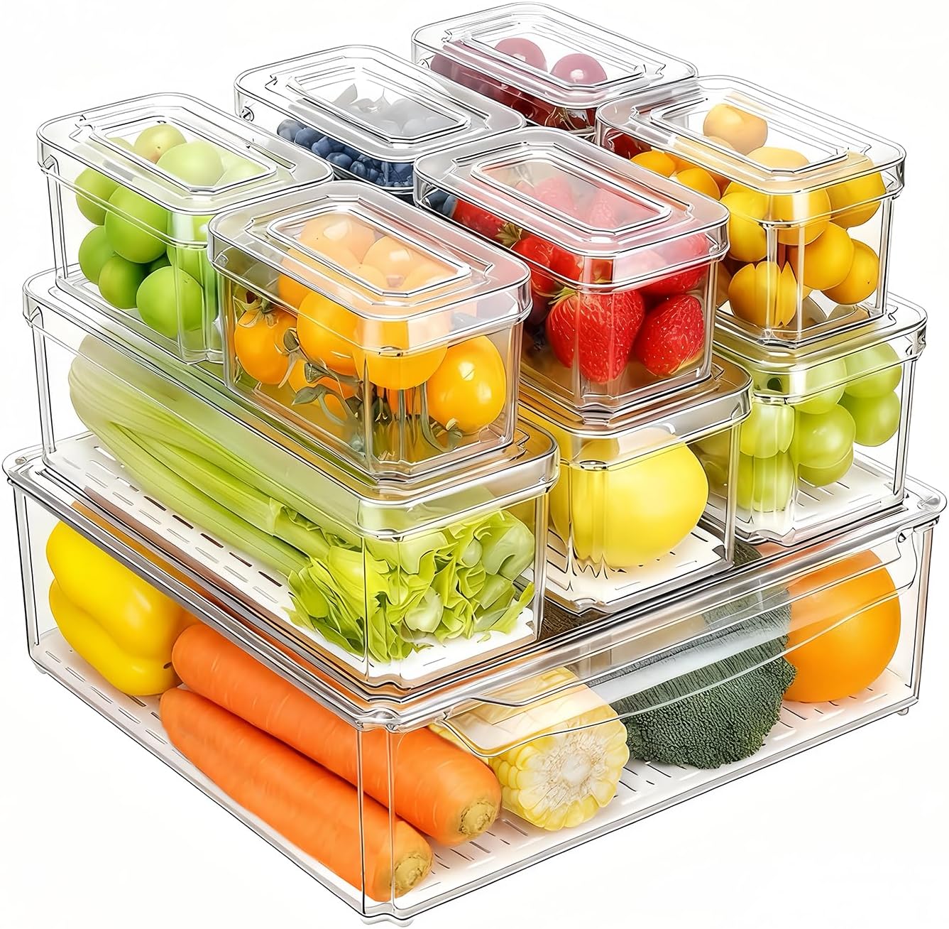 Pure Future 10-Pack Clear Fridge Organizer Containers with L deal at Amazon
