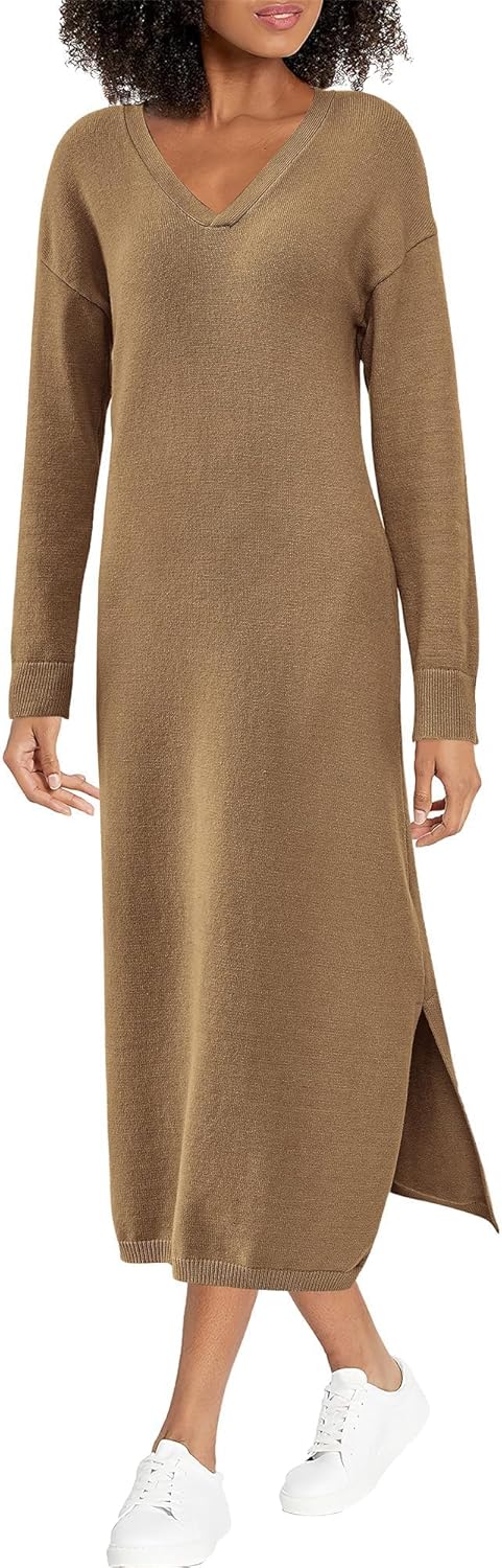 BTFBM Womens Fall Fashion 2025 Sweater Dress Casual V Neck L deal at Amazon