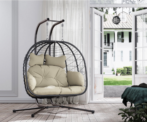Walmart Patio & Garden Pick: Bifanuo Double Wicker Swing Egg Chair Hammock for $189 (49% Off) at Walmart